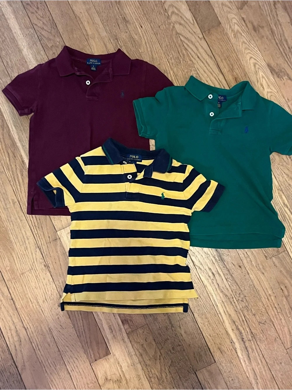 RalphLauren Polo shirts bundle Boys size 5 Green, Maroon, Blue Yellow stripes - Picture 1 of 2